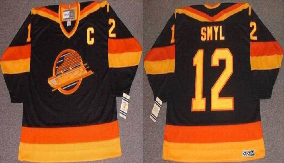 2019 Men Vancouver Canucks 12 Smyl Black CCM NHL jerseys1